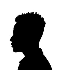 Black color silhouette of people profile picture on white background. Vector illustration. Unknown person.