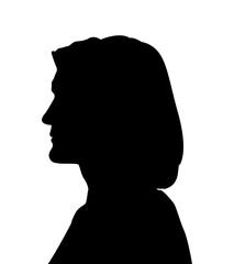 Black color silhouette of people profile picture on white background. Vector illustration. Unknown person.