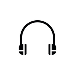 Vector headphones icon. Black symbol silhouette isolated on modern gradient background