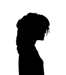 Black color silhouette of people profile picture on white background. Vector illustration. Unknown person.