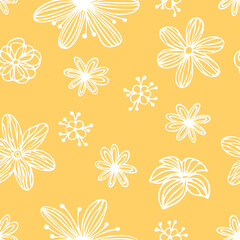 Vector seamless pattern with hand drawn flowers. Beautiful design for textile, wallpaper, wrapping paper.