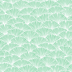 Vector seamless pattern with hand drawn ginkgo biloba leaves, fish scale style. Beautiful asian style design for textile, wallpaper, wrapping paper. © Anna