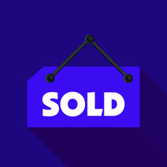 Sold out sign icon in thick outline style. Black and white monochrome vector illustration.