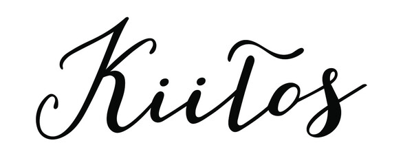 Kiitos handwritten lettering. Thank you in Finnish language.  Gratitude hand lettering vector for fall, autumn and Thanksgiving day season quotes and phrases for cards, mug, banners, posters design.