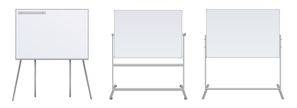 Empty Flip chart blank on tripod over white background. Office Whiteboard For Business Training in office