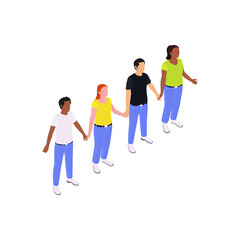 Fototapeta premium Protesters Isometric Icon