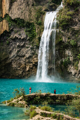 Fototapeta na wymiar The beautiful El Salto del Meco waterfall, Huasteca Potosina, San Luis Potosi, Mexico