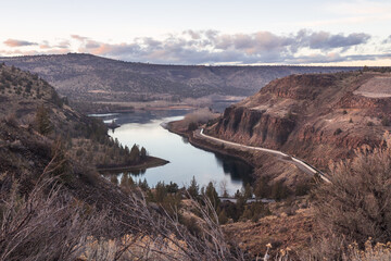 Deschutes river overlook in sunset. Central Oregon, USA