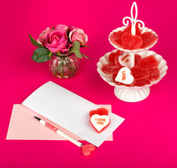 valentine card with flower and hearts