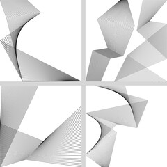 Design elements. Curved sharp corners wave many lines. Abstract vertical broken stripes on white background isolated. Creative line art. Vector illustration EPS 10. Black line created using Blend Tool