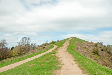 Fototapeta na wymiar Pathway along the Malvern hills in the Springtime.