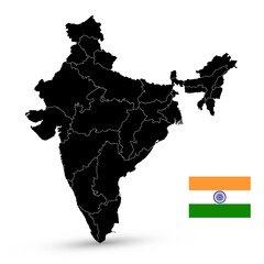 India Black Outline Map