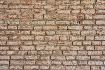 Old weathered brickwork wall
