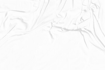 Top view Abstract White cloth background with soft waves.Wave and curve overlapping with different shadow of color,white fabric, crumpled fabric.