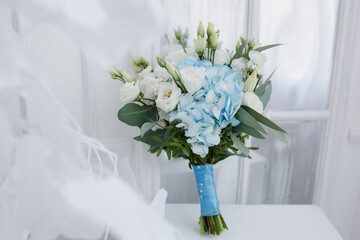 Wedding bouquet on the table.