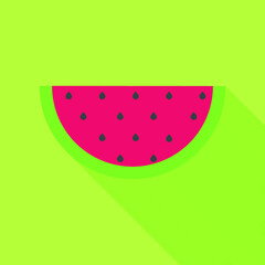 Big watermelon slice cut with seed Flat design icon