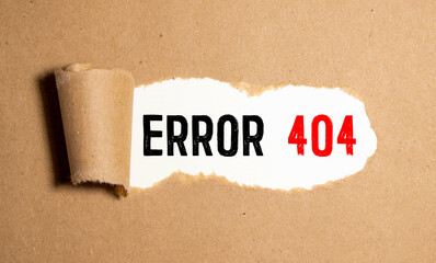 Notebook with an 404 error and sticker today on wooden desk with cup of coffee and muffin