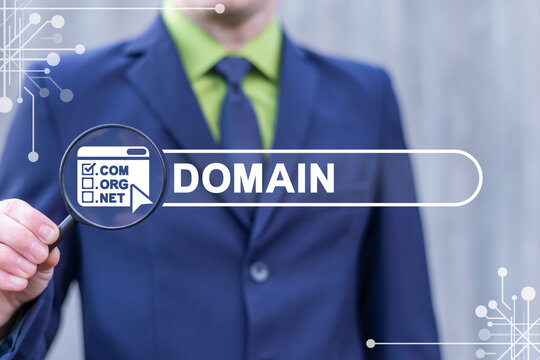 Web concept of domains name registration. Domain.