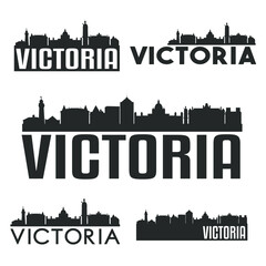 Fototapeta na wymiar Victoria Canada Flat Icon Skyline Vector Silhouette Design Set Logo Collection City.