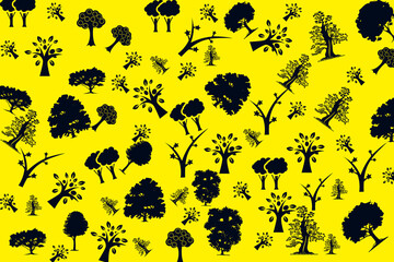 Trees pattern with yellow background.