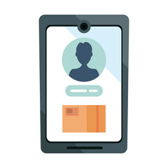 box carton packing in smartphone postal service isolated style