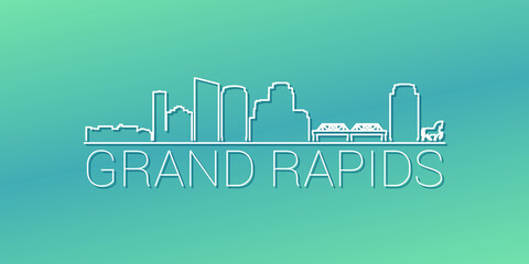 Fototapeta premium Grand Rapids, MI, USA Skyline Linear Design. Flat City Illustration Minimal Clip Art. Background Gradient Travel Vector Icon.