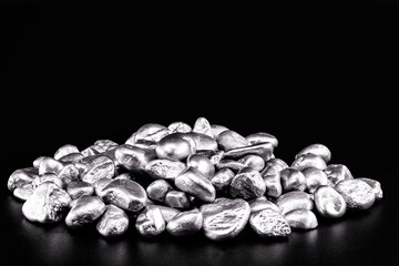 platinum nuggets, isolated. Precious metal used in industry used to alloy other metals
