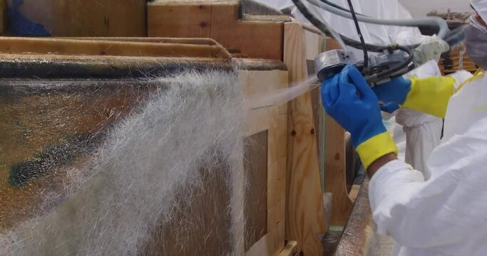 boat fiberglass processing view