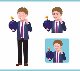 Young man in an afro hair suit_B