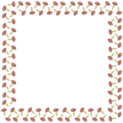The square frame of childish cute stylized flowers chamomile or chrysanthemum in Scandinavian style on white background. Template of cartoon floristic doodles. For an invitation, greeting card. Vector