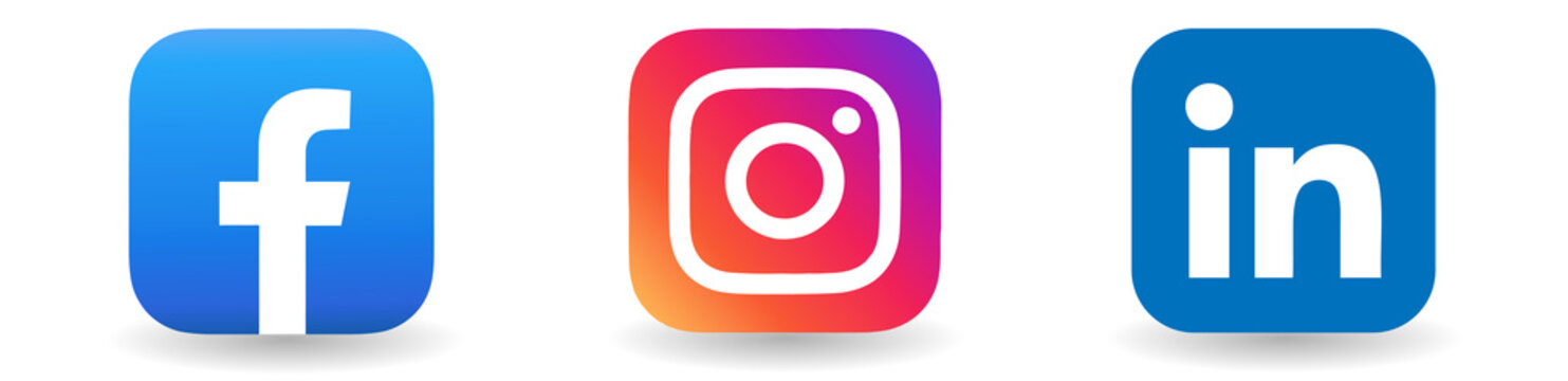 Facebook, Instagram, Linkedin Icon Logo Vector