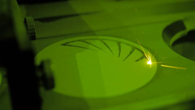 Selective laser melting - additive manufacturing metal 3D printer printing model - close up view. Prototyping, metalworking, engraving, futuristic, production and technology concept