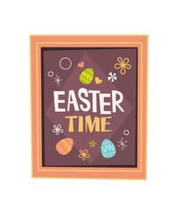happy easter spring holiday celebration greeting card poster with easter time picture vertical vector illustration