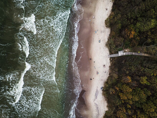 Aerial view of Baltic sea coast in Klaipėda, Lithuania