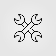 Crossing wrenches icon. Repair, maintenance symbol.