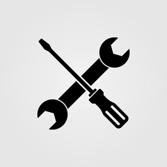 Screwdriver and wrench icon, vector illustration. Repair, technical support, maintenance service icon.