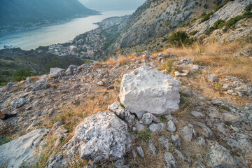 Spectacular views over Kotor Bay from a mountainside pathway,Kotor,Montenegro.