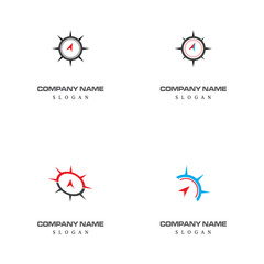 Set compass Logo Template vector symbol nature