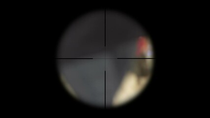 Sniper scope on people terrorism concept