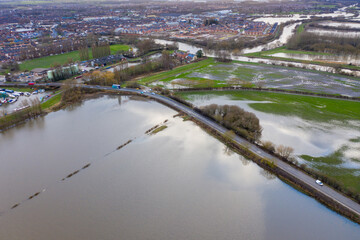 Aerial drone photo of the town of Allerton Bywater near Castleford in Leeds West Yorkshire showing...