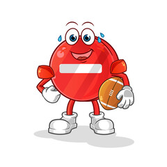 stop sign playing rugby character. cartoon mascot vector
