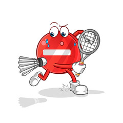stop sign playing badminton illustration. character vector