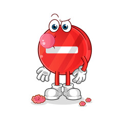 stop sign chewing gum vector. cartoon character