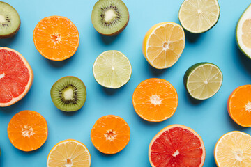 Summer vibes. Tropical background, citrus border