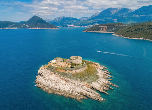 Aerial view of Fort Mamula in Montenegro