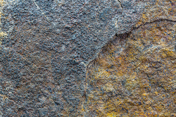 Macro photo of the fusion crust from a Chondrite Meteorite, piece of rock formed in outer space in the early stages of Solar System as asteroids. This meteorite comes from an asteroid fall at Atacama