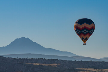 Hot air balloons in cappadocia at sunset