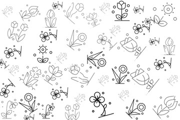 Flowers pattern in black and white.