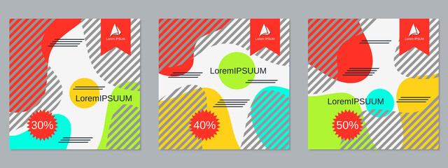 Square geometric style flyer, banner, booklet, brochure cover vector templates collection
