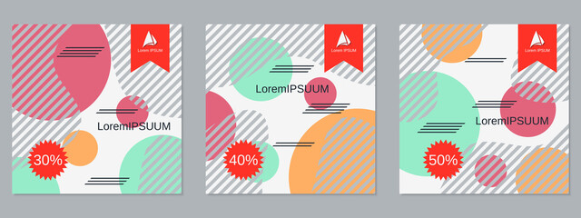 Square geometric style flyer, banner, booklet, brochure cover vector templates collection
